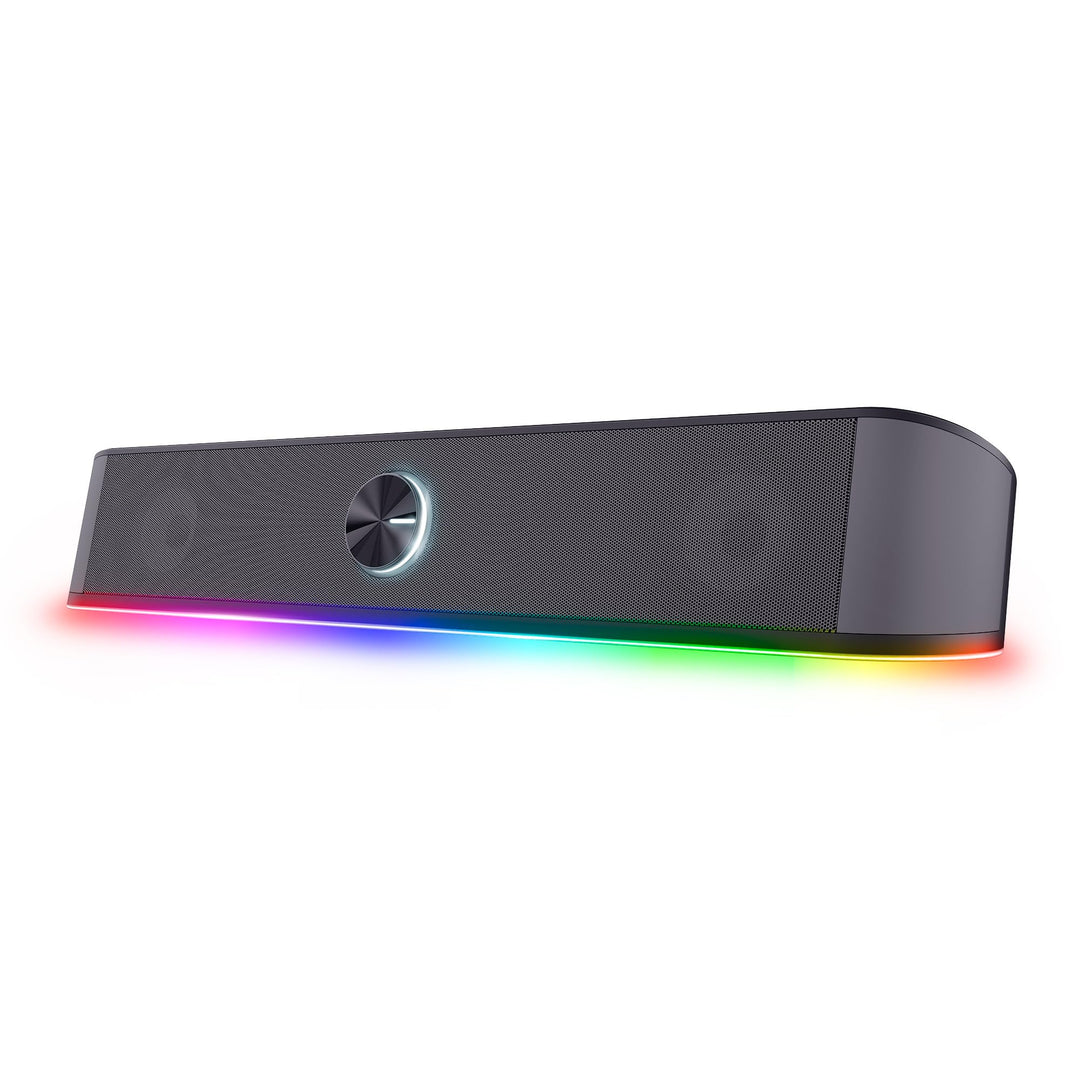 Trust Gaming Stereo Soundbar mit RGB Beleuchtung GXT 1619 Rhox, Computer Boxen 12W, 2.0 Lautsprecher