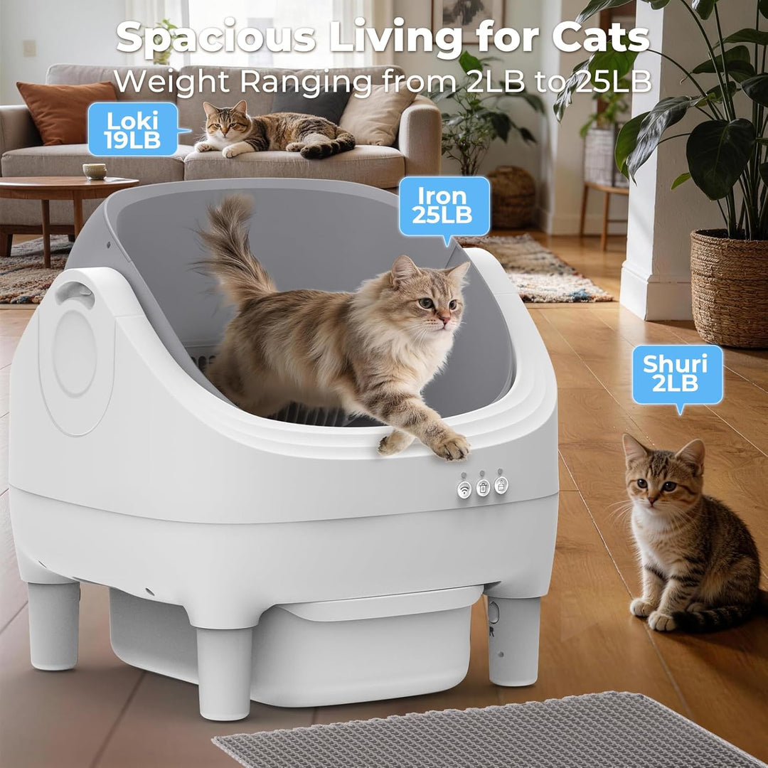 Selbstreinigende Katzentoilette mit App-Steuerung, Extra grosse Kapazität, Geruchsfrei, Automatische