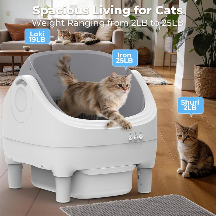 Selbstreinigende Katzentoilette mit App-Steuerung, Extra grosse Kapazität, Geruchsfrei, Automatische