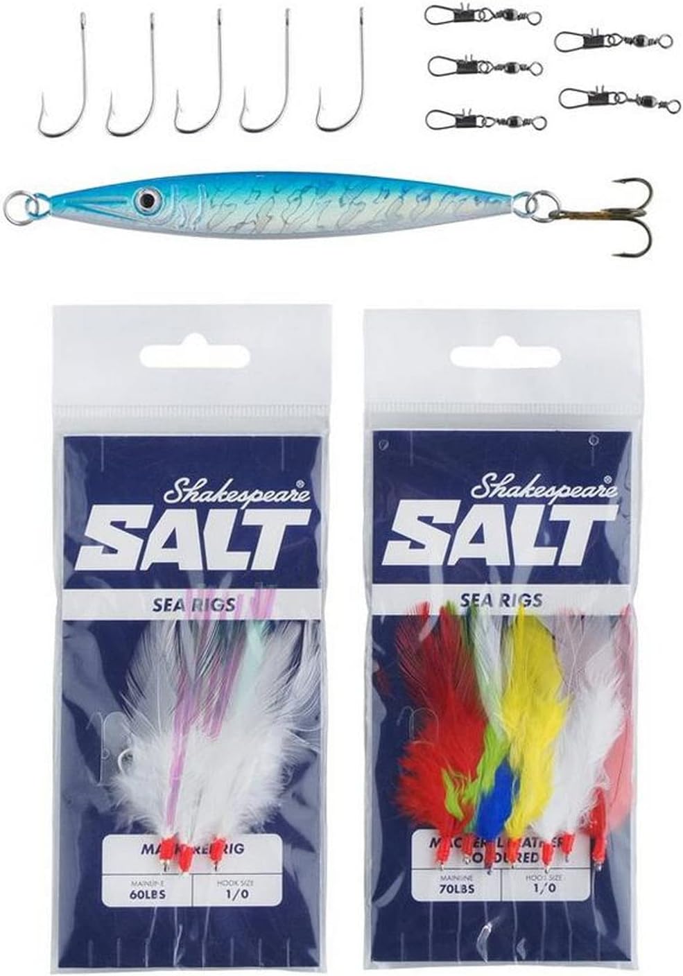 Shakespeare Salt Sea Fishing Combos, inklusive starker Graphitrolle, Fiberglasrute, Hartschalen-Ange
