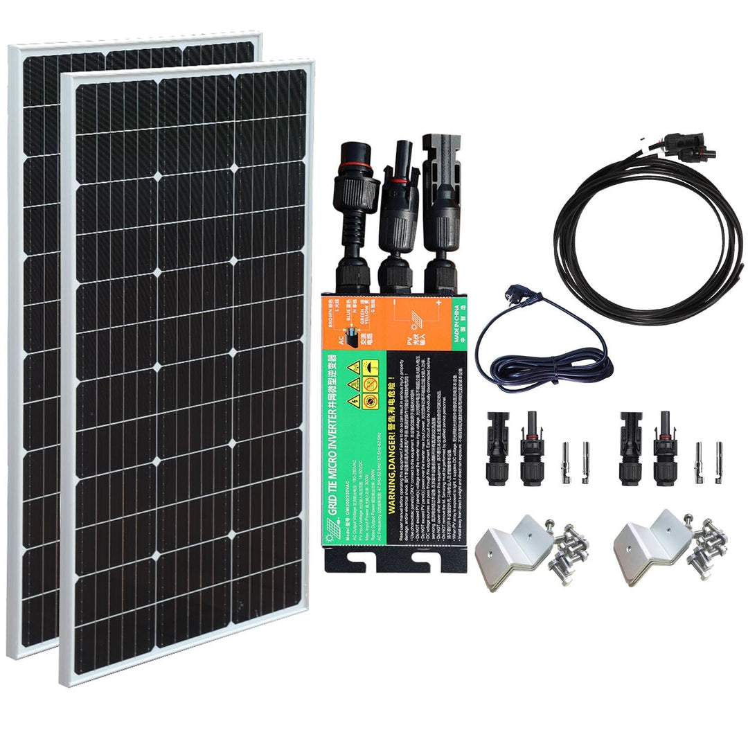 Balkonkraftwerk 300 Watt Komplettset Steckdose Plug &amp; Play, 210W Solarpanel mit 230V 300W Wechselric