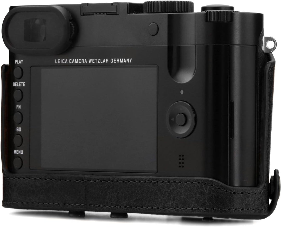 MegaGear MG1402 Leica Q-P, Q (Typ 116) Ever Ready Echtleder Kamera-Case mit Trageriemen - Schwarz, S