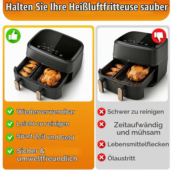 26 Stück Heissluftfritteuse Zubehör für Philips Dual Basket Airfryer 3000/5000 Serie 9L(6L/3L), Aus
