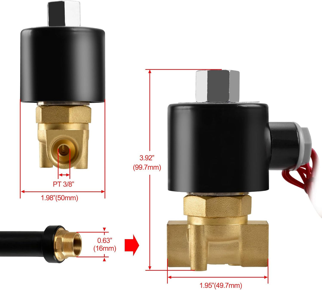 Heschen Elektrisches Magnetventil aus Messing, 2W-040-10K, PT3/8'', DC24V, Direktbetätigung für Wass