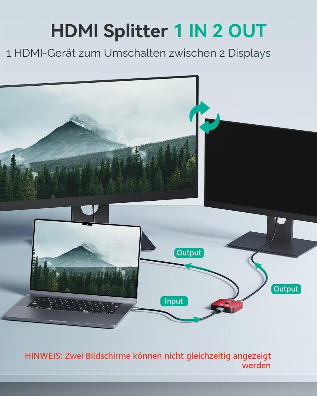 HDMI 2.1 Switch, GANA 8K HDMI Switcher Splitter 2 in 1 Out, unterstützt 4K @ 120Hz, 8K @ 60Hz, High