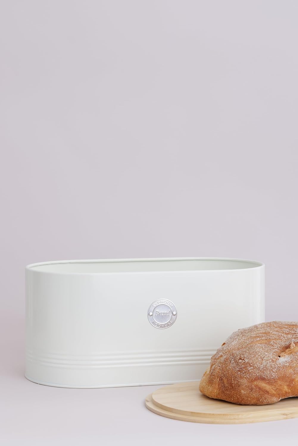 Typhoon, Edelstahl-Brotkasten „Living“, cremefarben, mit Deckel aus Bambus, Creme Creme Brot, Creme