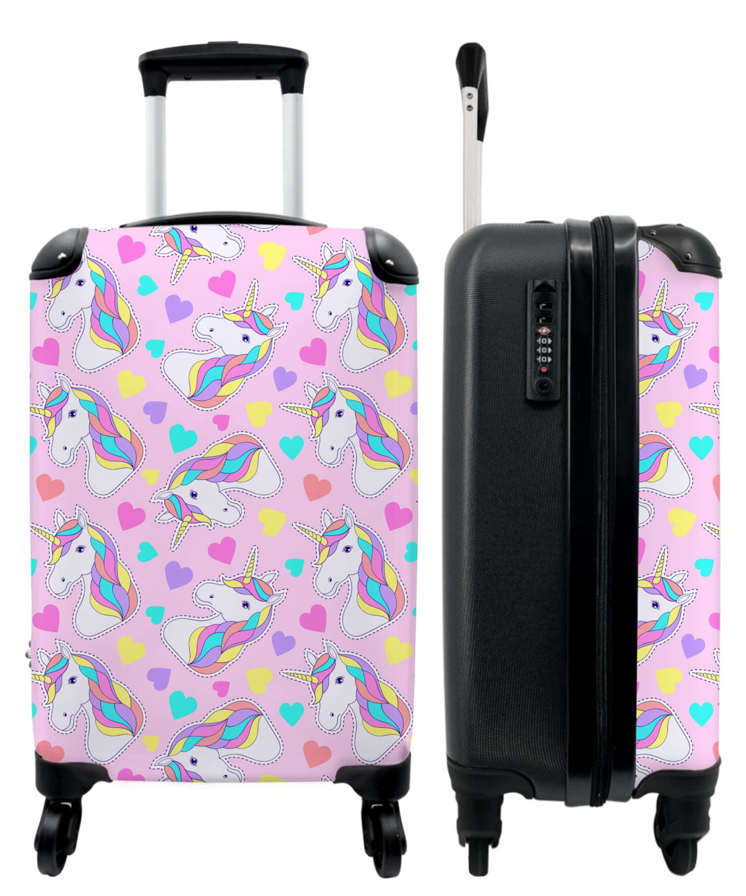 NoBoringSuitcases.com® Reisekoffer Kinder Mädchen Handgepäck Koffer Klein Hartschalenkoffer Pink - M