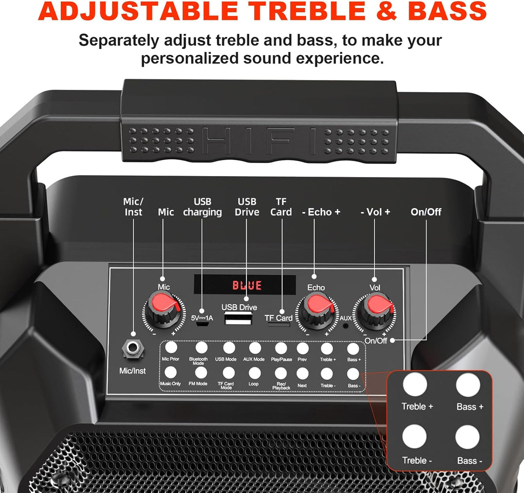 Karaoke-Maschine, tragbarer Bluetooth-Lautsprecher mit drahtlosem Mikrofon für Erwachsene & Kinder,
