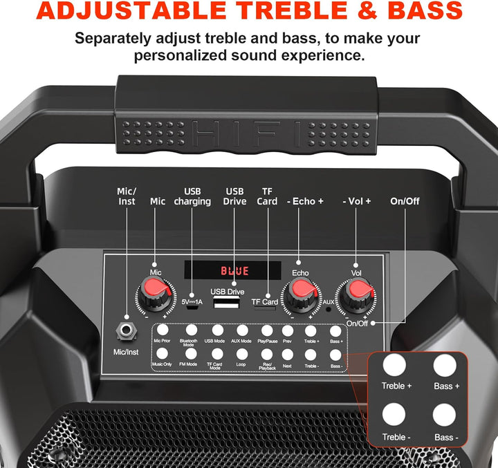 Karaoke-Maschine, tragbarer Bluetooth-Lautsprecher mit drahtlosem Mikrofon für Erwachsene & Kinder,