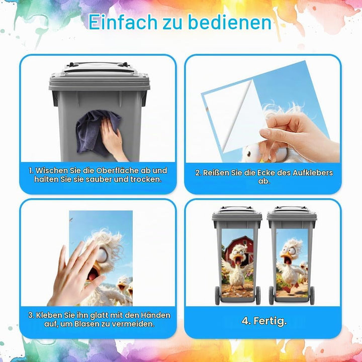 ANATTASOUL Mülleimer Aufkleber, 2 Blätter Mülltonnen Aufkleber 38×82cm Wütende Ente Selbstklebend Au