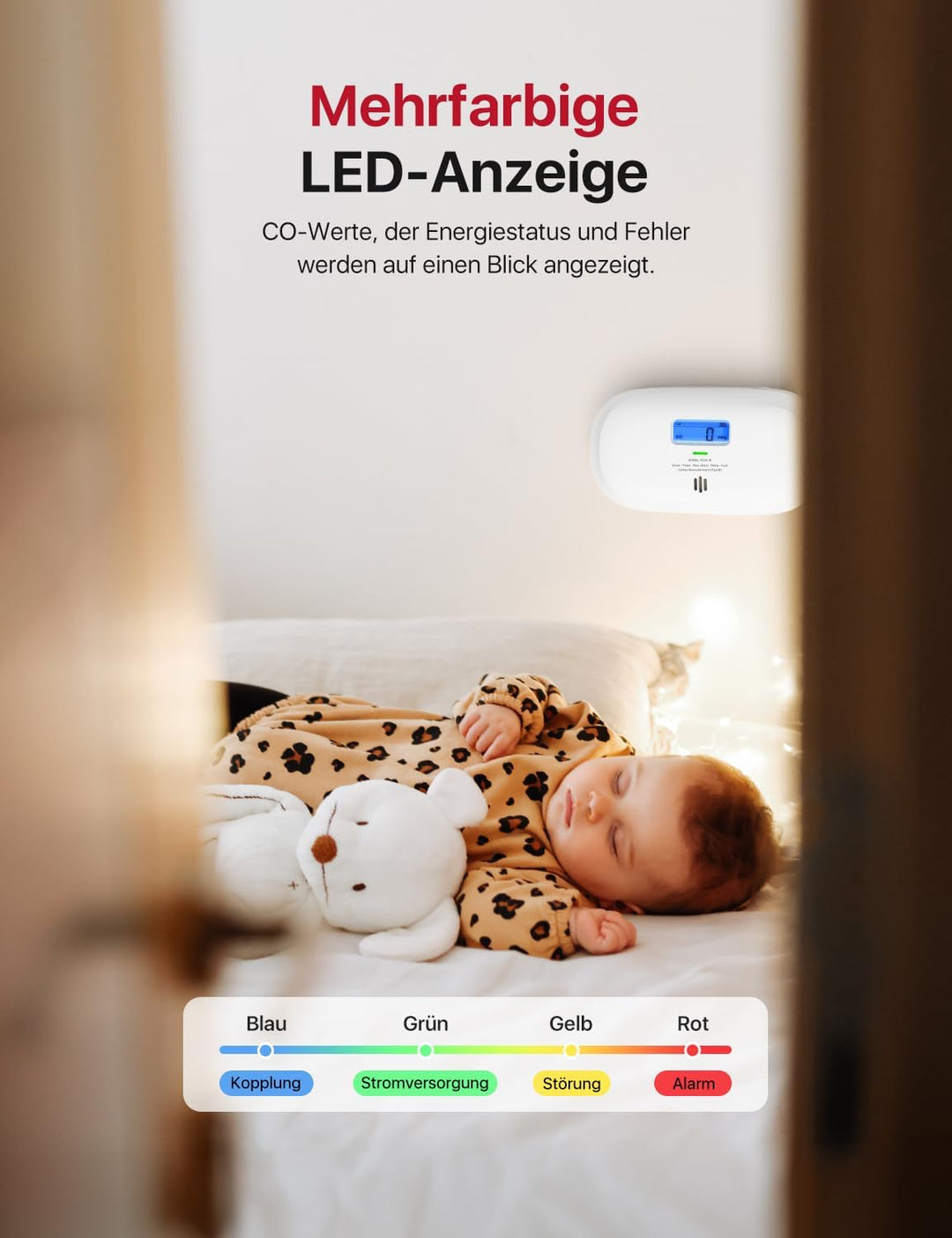 X-Sense Smart Kohlenmonoxid Melder XC0C-iR, Stummschaltung per App, CO Melder mit LCD-Digitalanzeige