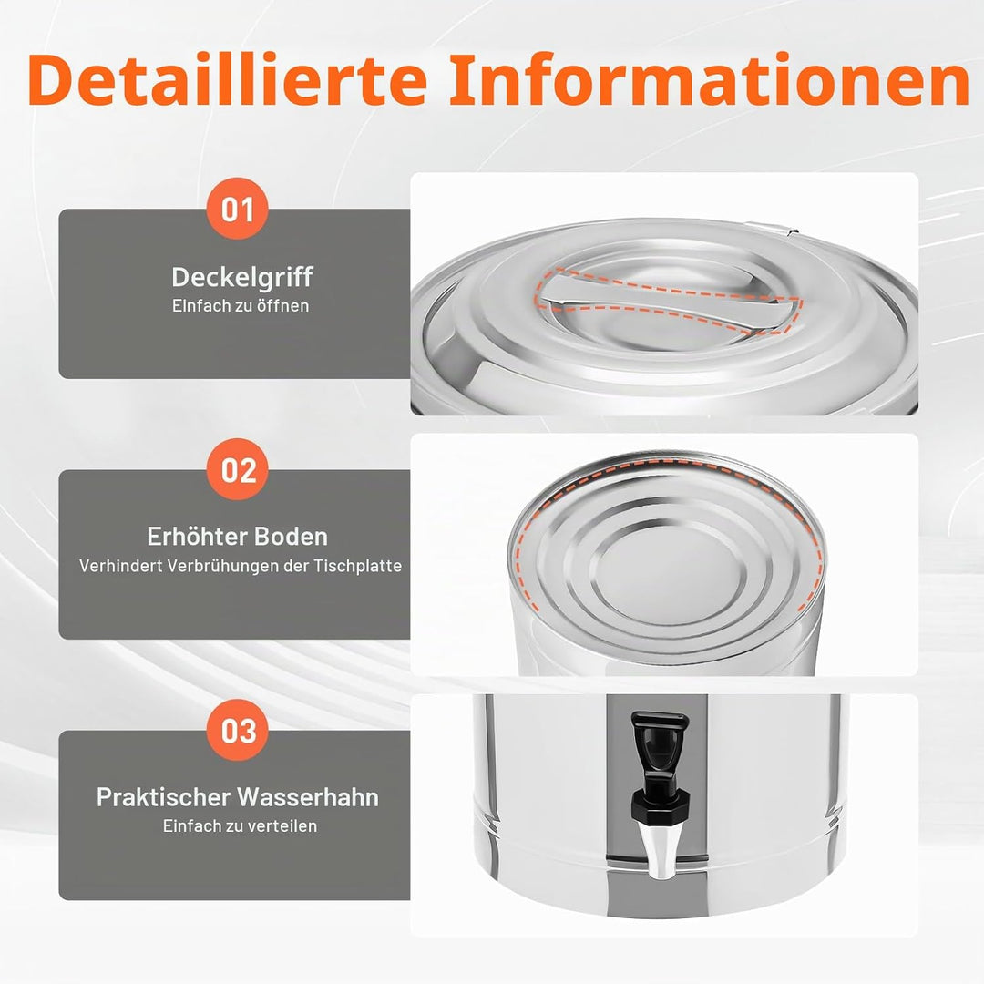 MINRS Transport Thermobehälter Profi Gastro Edelstahl Thermotransportbehälter mit Tragegriffen, Deck