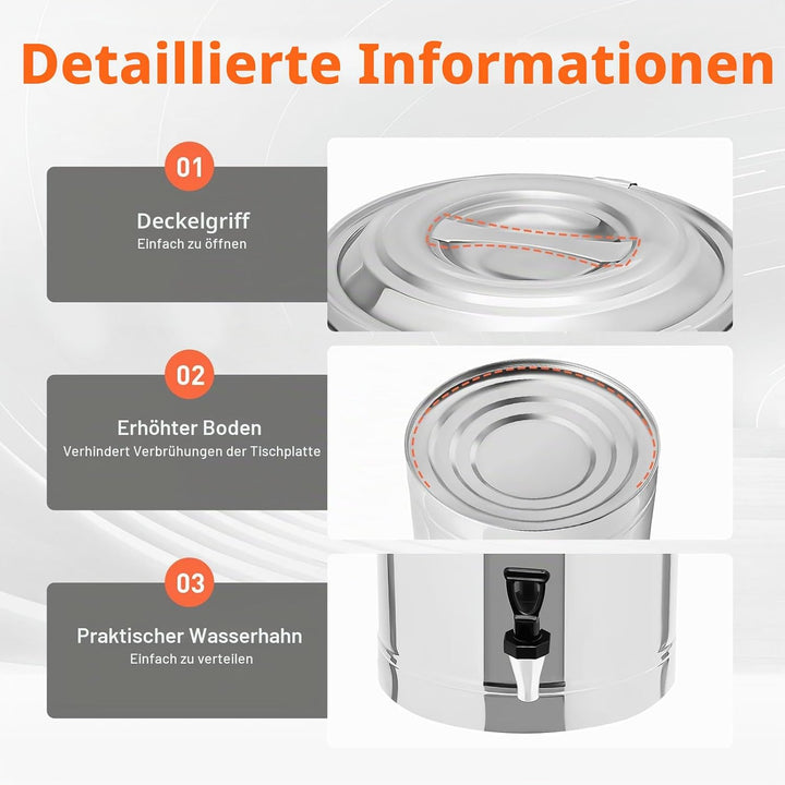 MINRS Transport Thermobehälter Profi Gastro Edelstahl Thermotransportbehälter mit Tragegriffen, Deck