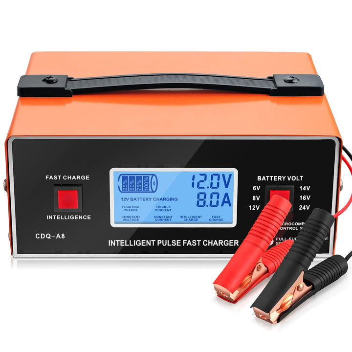 EYPINS Auto Batterie Ladegerät, 6V/8V/12V/16V/24V Smart vollautomatisches Universal KFZ-Ladegerät mi
