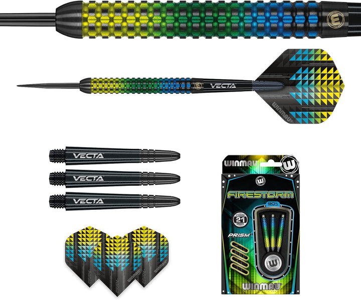 WINMAU Firestorm Profi Wolfram Steeltip Dartpfeile Set mit Flights und Schäfte 21g Steeltip, 21g Ste