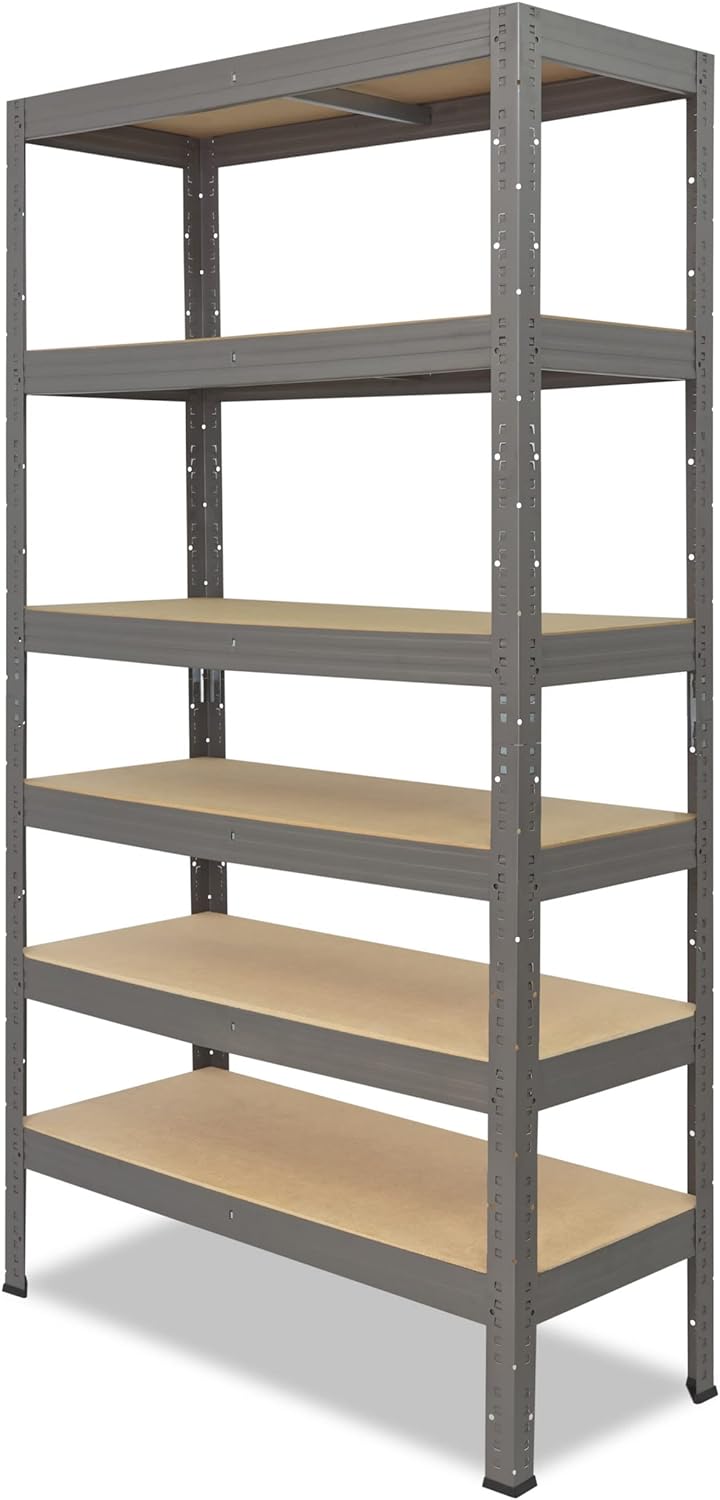 shelfplaza® 200x50x40cm Profi Schwerlastregal grau/Metallregal mit 6 Böden à 166kg Tragkraft/Kellerr