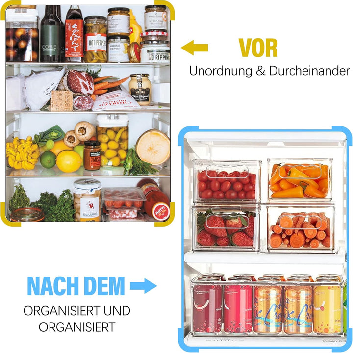 Kühlschrank Organizer Set - 6er Set (3 Grösse) Kühlschrank Organizer, Küchen Organizer für Speisekam