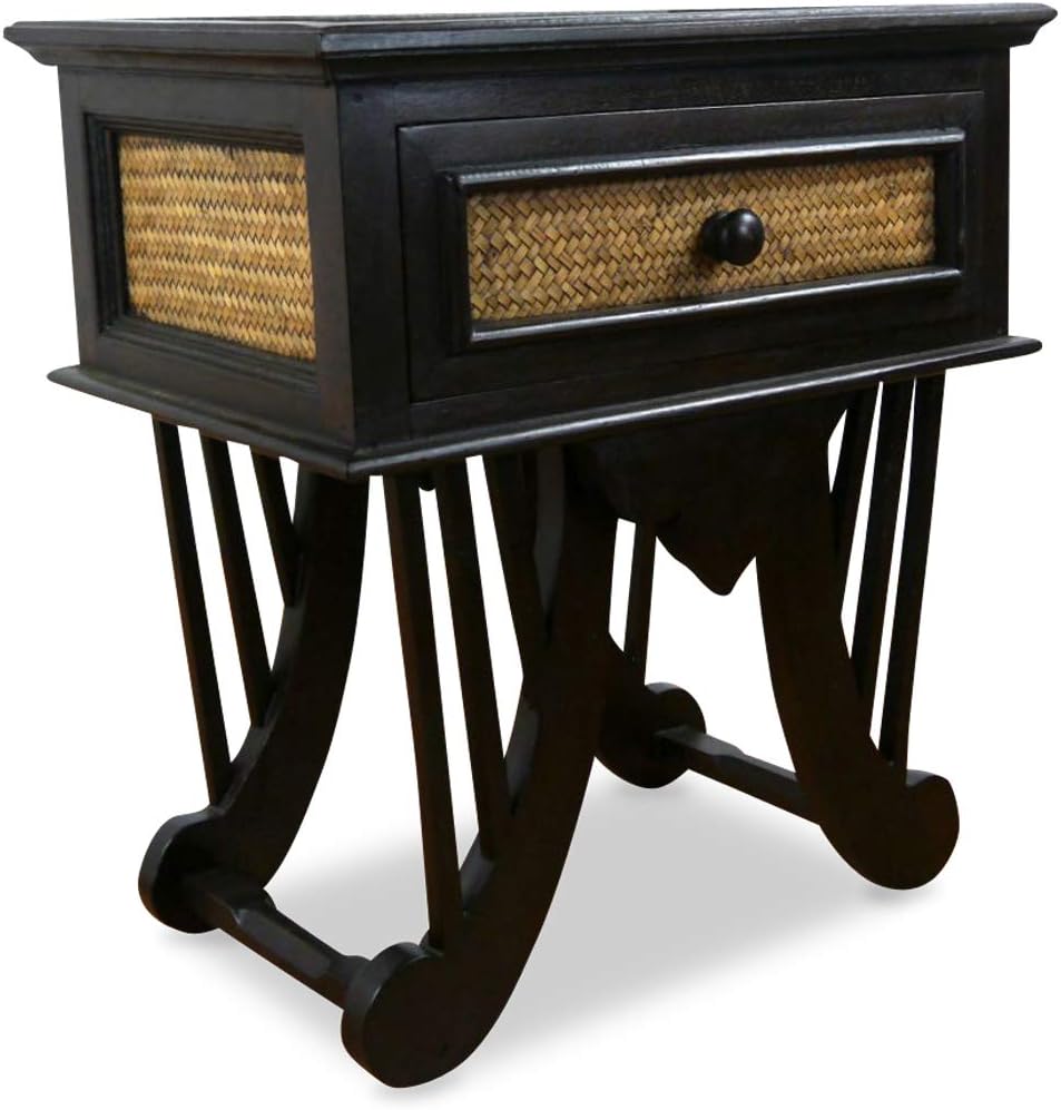 livasia Rattanschränkchen geschwungene Beine, Asiatischer Nachtschrank der Marke Asia Wohnstudio, Be