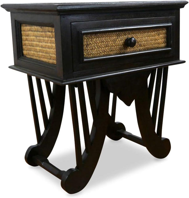 livasia Rattanschränkchen geschwungene Beine, Asiatischer Nachtschrank der Marke Asia Wohnstudio, Be