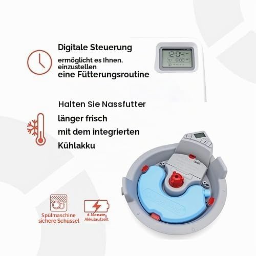 Kerbl Cat Mate Futterautomat C300 (für Hunde + Katzen, 3 Futter-Fächer für je 330 g Tierfutter, mit