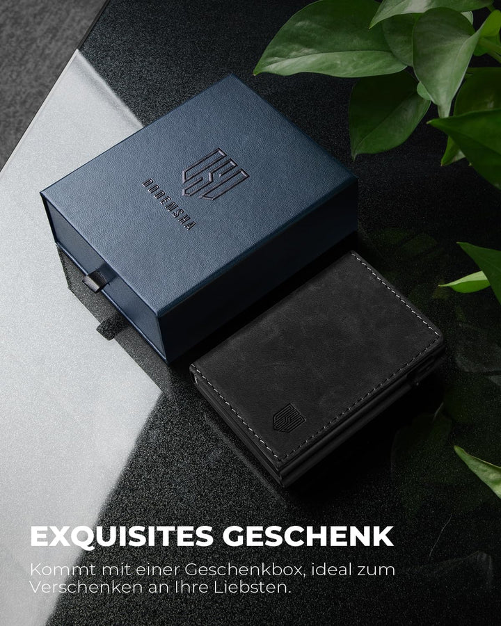 DODENSHA MagSnap Portmonee Herren I Slim Wallet mit Münzfach I Kreditkartenetui Geldbeutel für 10+ K
