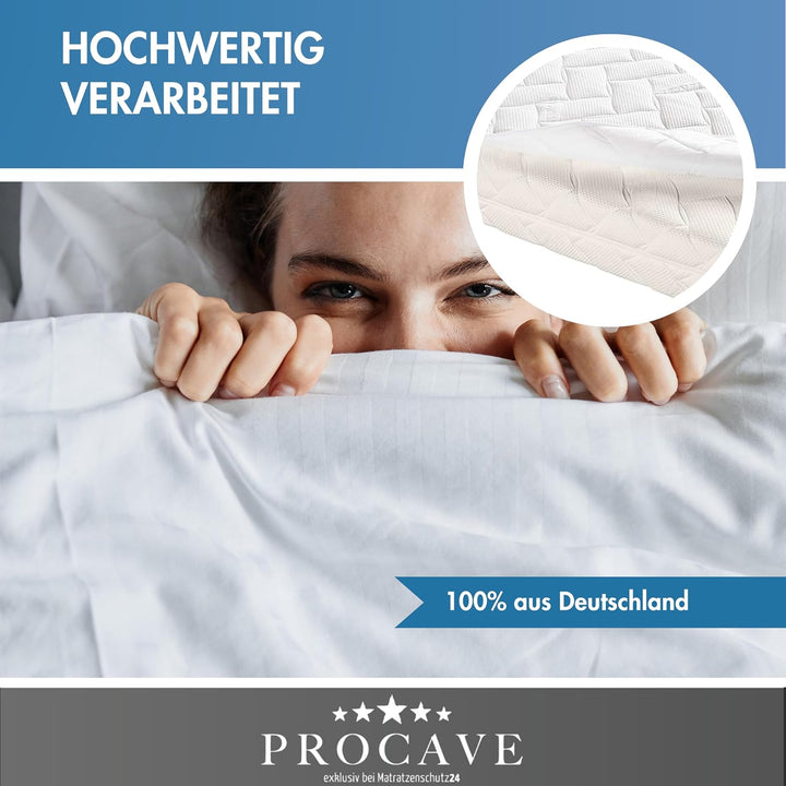 PROCAVE Matratzenauflage Lyocell-Tencel versteppt, Matratzenschoner mit 4-Eckgummis, Matratzen-Spann
