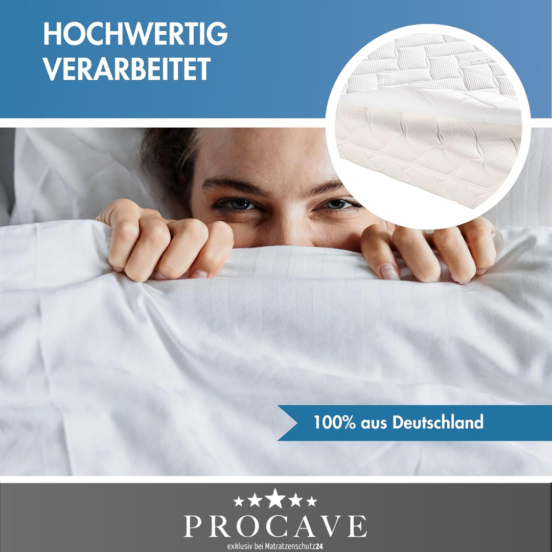 PROCAVE Matratzenauflage Lyocell-Tencel versteppt, Matratzenschoner mit 4-Eckgummis, Matratzen-Spann