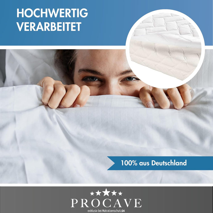 PROCAVE Matratzenauflage Lyocell-Tencel versteppt, Matratzenschoner mit 4-Eckgummis, Matratzen-Spann