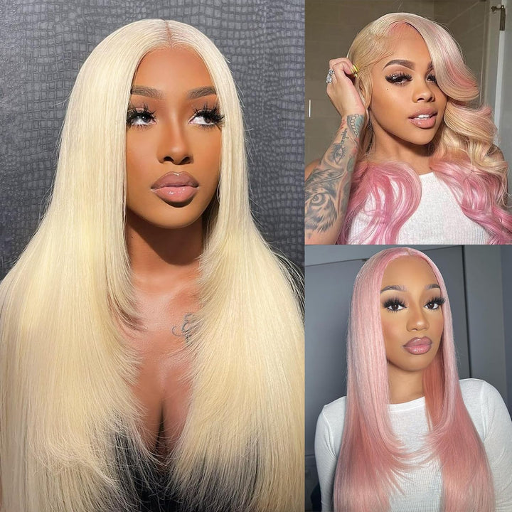 613 Blond Echthaar Perücke 13x4 Lace Frontal Wig Human Hair Perücke Blond Pre Plucked with Baby Hair