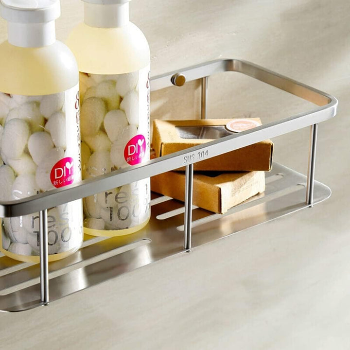 Wandregal für Badezimmer / Dusche, gebürsteter Edelstahl, rostbeständig, CS005