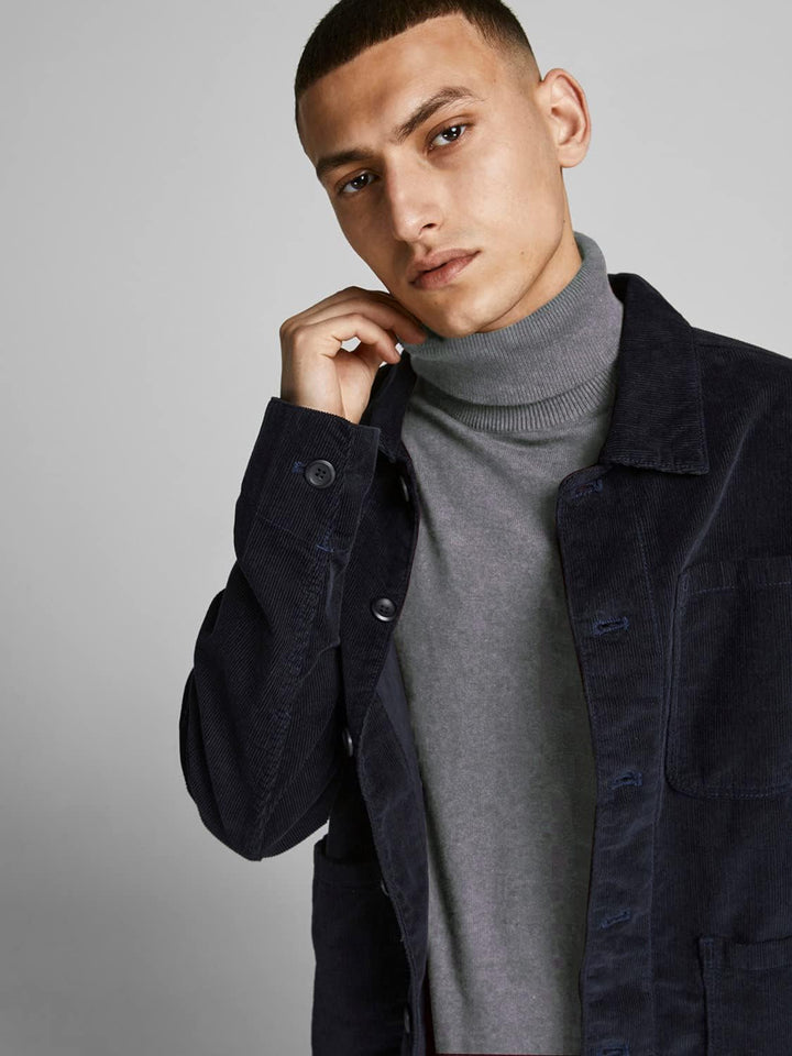 JACK & JONES Herren JJEEMIL Knit ROLL Neck NOOS 12157417 S Grey Melange, S Grey Melange