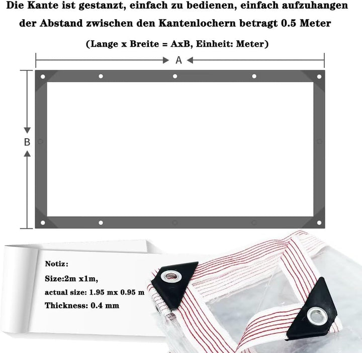 BCBIG wasserdichte Transparente PVC Plane Mit öSen FüR Garten Und Pavillon,Abdeckplane FüR Pflanzen,