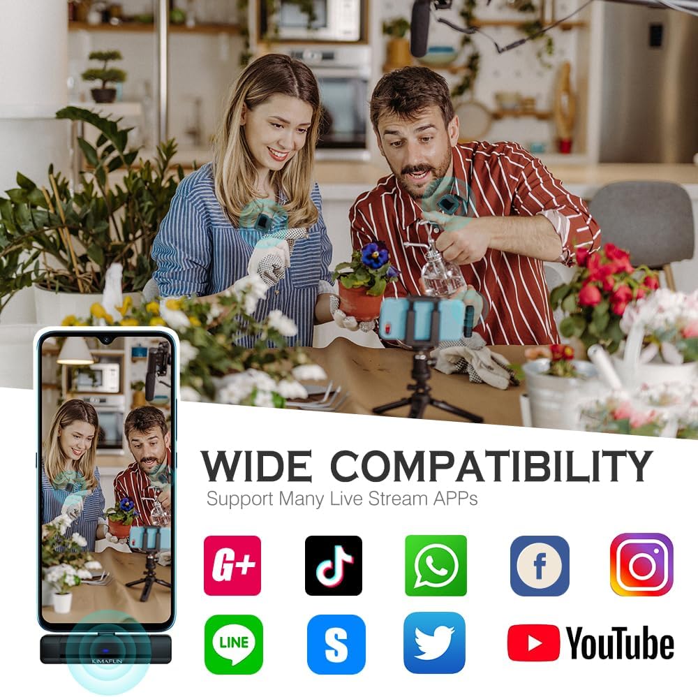 KIMAFUN 2.4G Drahtloses Lavalier Mikrofon für i_Phone, Kabelloses Ansteckmikrofon Wireless Echtzeitü