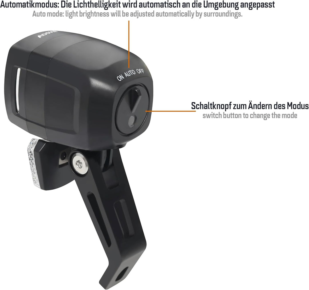 Dynamo Frontlicht 80 Lux Hammer M80 – Fahrradlampe mit Helligkeitssensor, Standlicht, StVZO & ECE zu