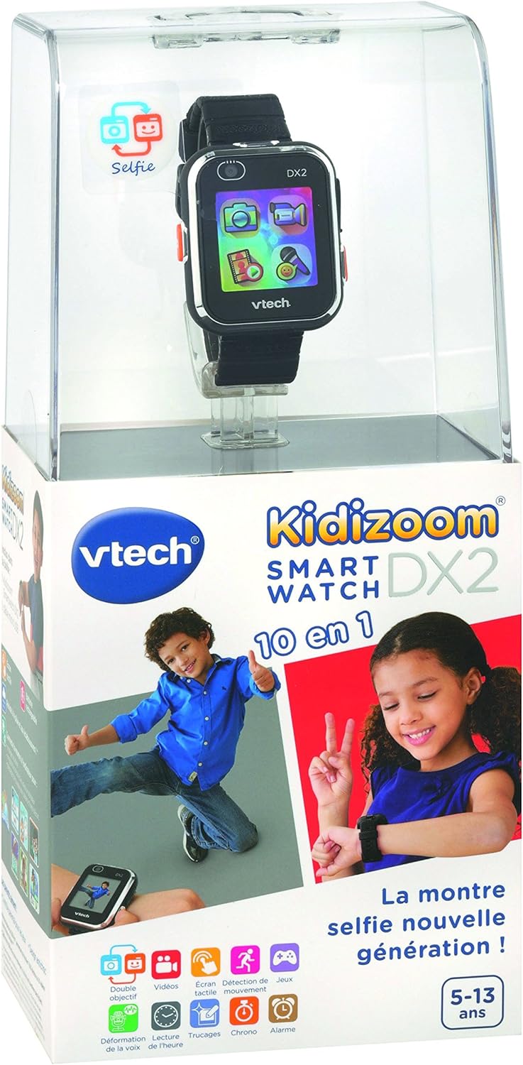 VTech VTH80-193865 Kidizoom Smartwatch DX2 Uhr, Schwarz, Kinder