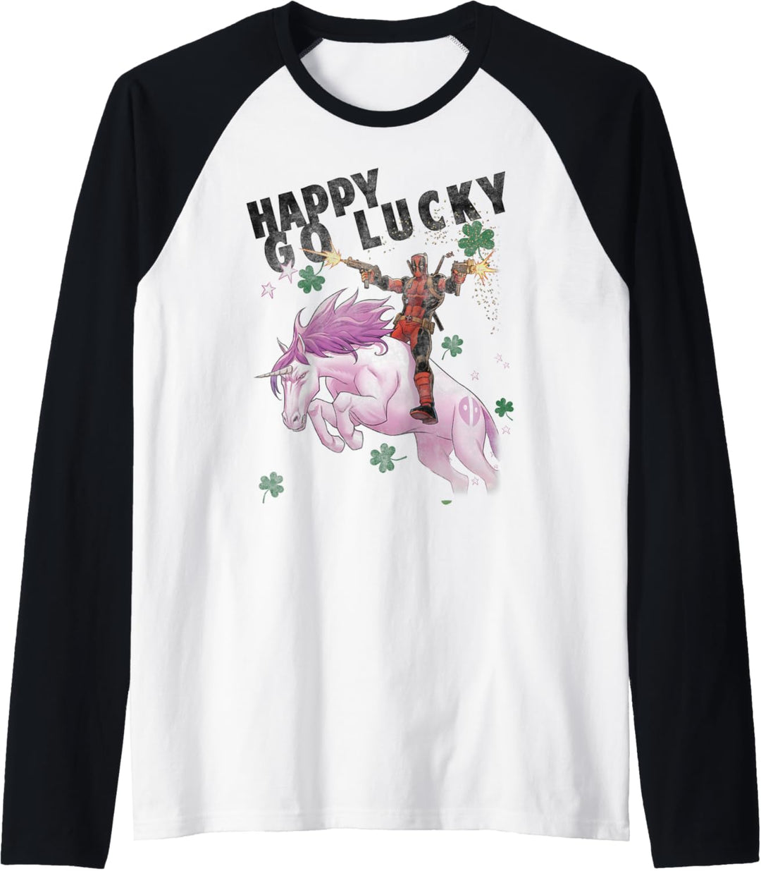 Marvel Deadpool Happy Go Lucky Unicorn Raglan