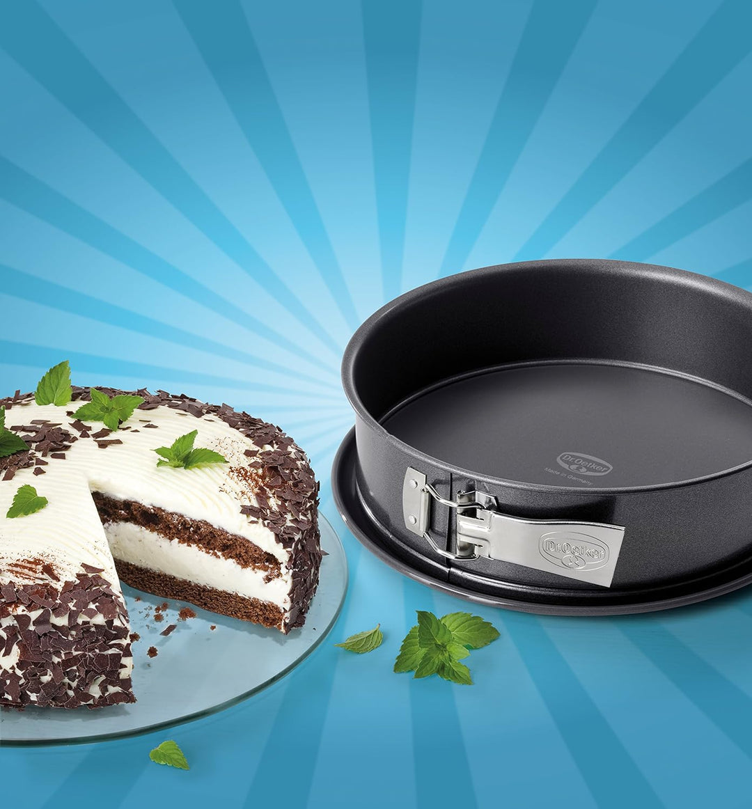 Dr. Oetker 2601 Oetker Spring-/Kuchen-/Backform, Ø 26 cm, grau & Kastenform 30 cm Back-Liebe Emaille
