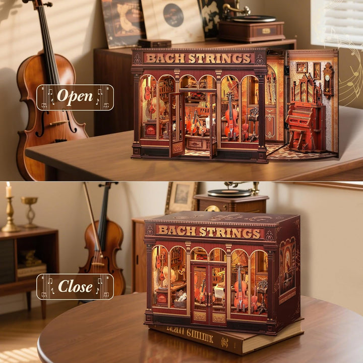 CUTEBEE Book Nook Kit - DIY Puppenhaus Miniature House Musical Room, 3D Holzpuzzle & Musik Stil Mini