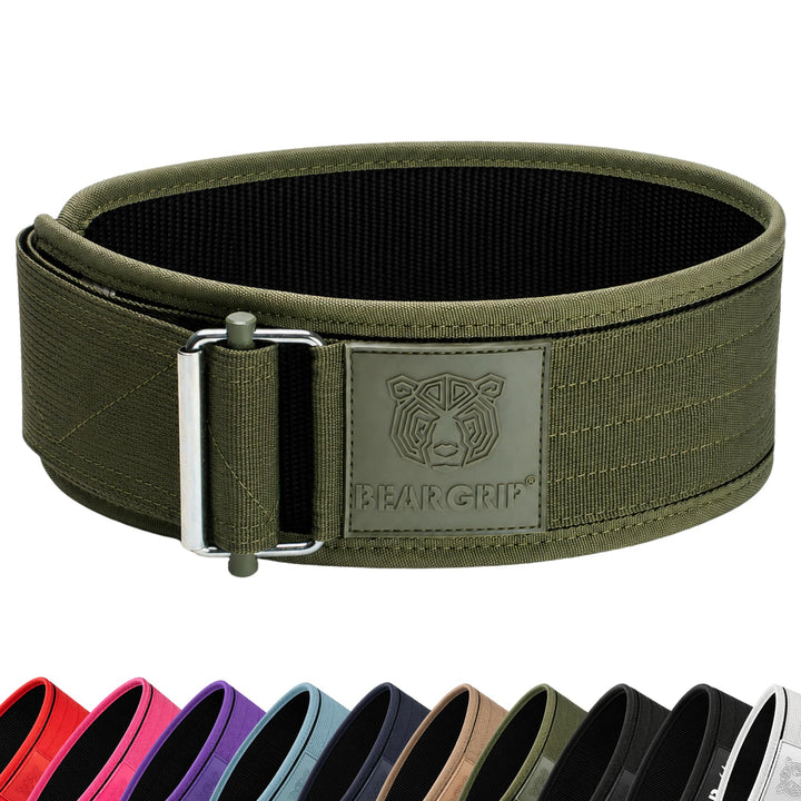 BEAR GRIP - Selbstverriegelnder Gewichthebergürtel, Premium Gewichthebergürtel für Crossfit, Powerli