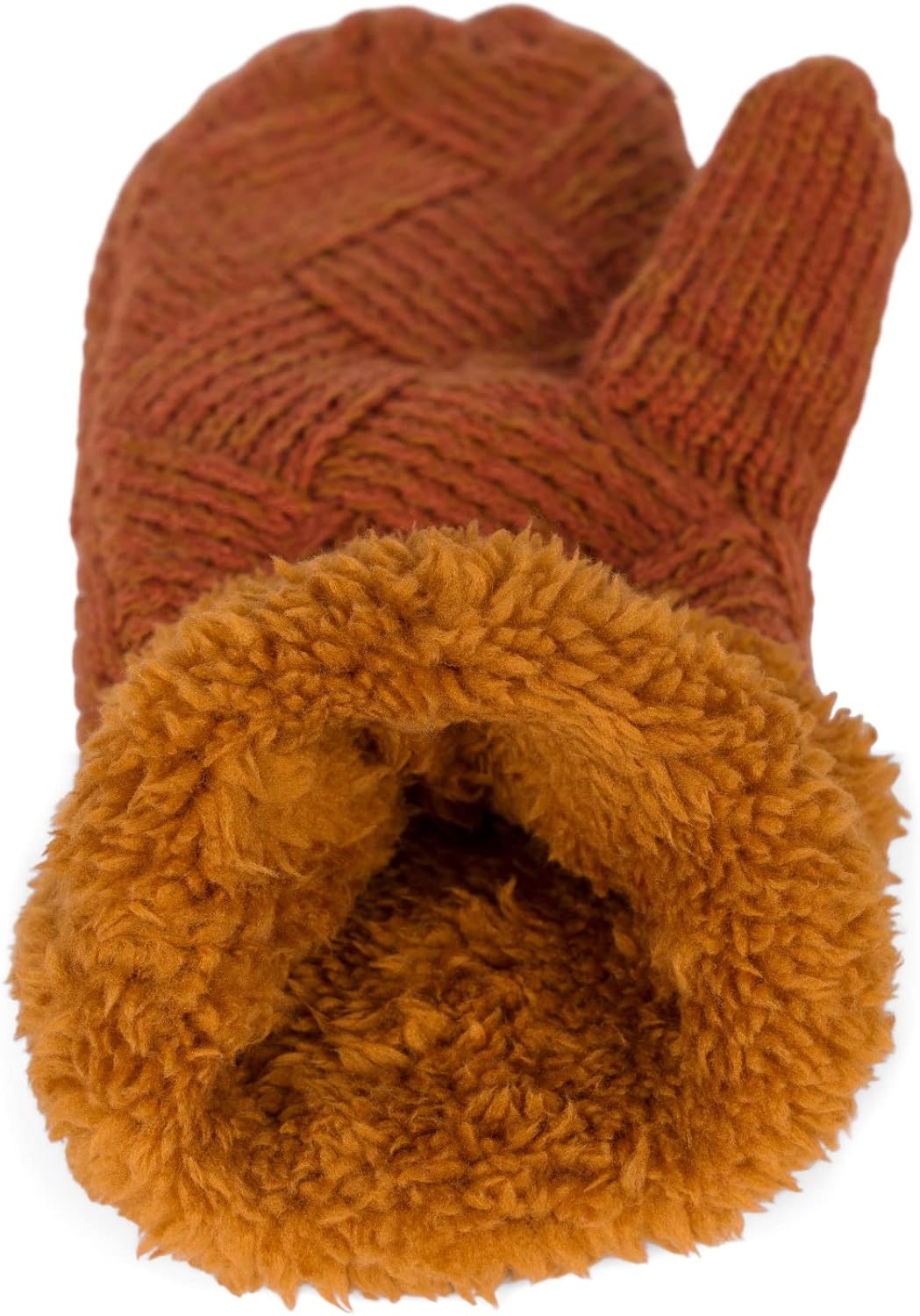 styleBREAKER Damen warme Winter Strick Fäustlinge, Handschuhe mit Rauten Muster, Thermo Fleece, Stri