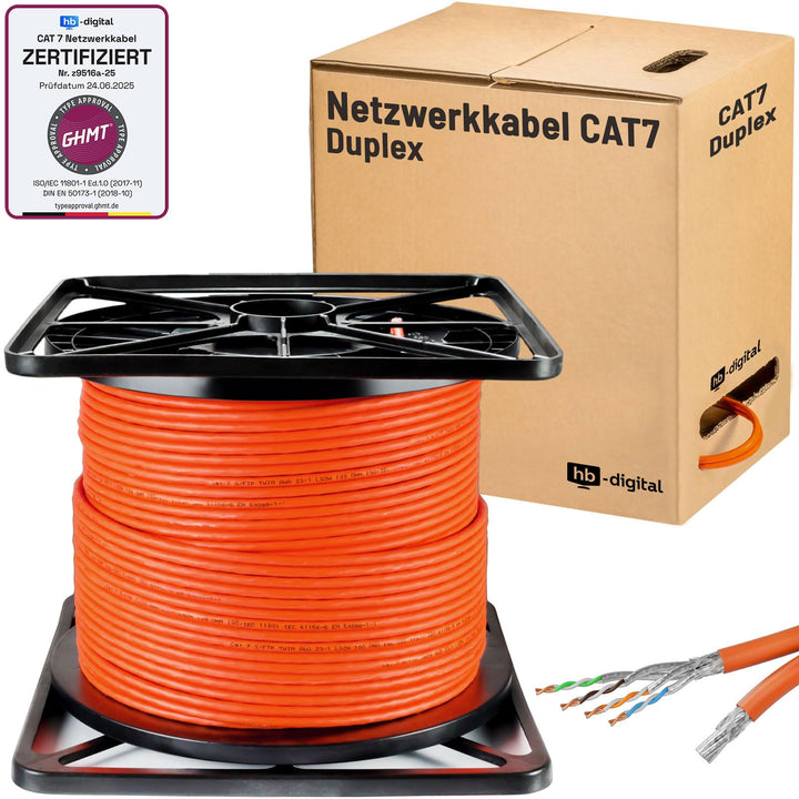 HB-DIGITAL 100m CAT 7 Netzwerkkabel LAN Kabel Verlegekabel Ethernet Installationskabel 10 Gbit/s AWG