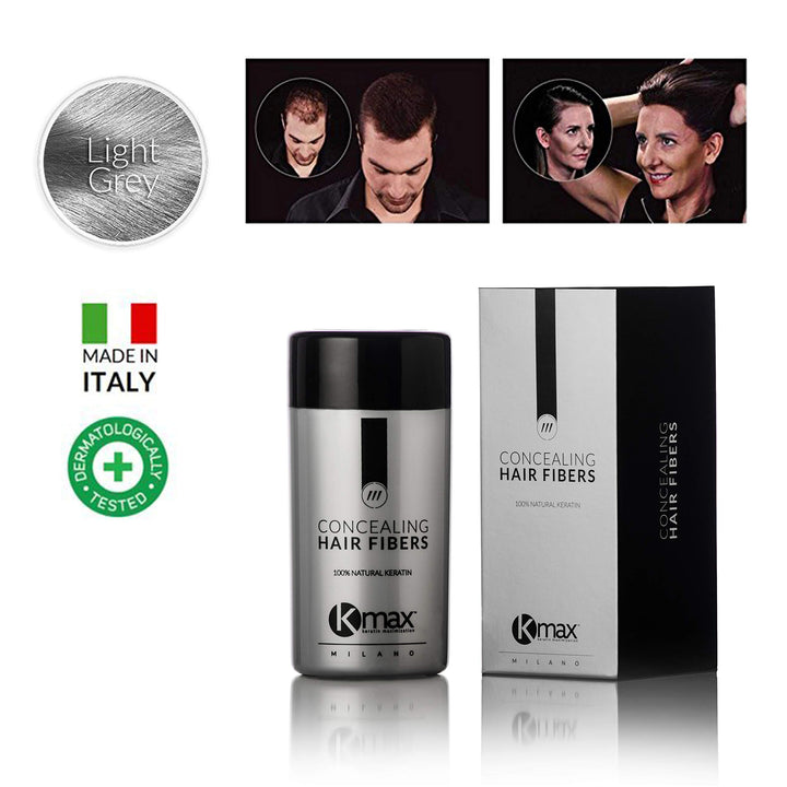 Kmax Keratin Hair Fiber 27,5 Gr. - Haarverdichtung Haarverdichter Schütthaar, Farbton:Hellgrau (Ligh
