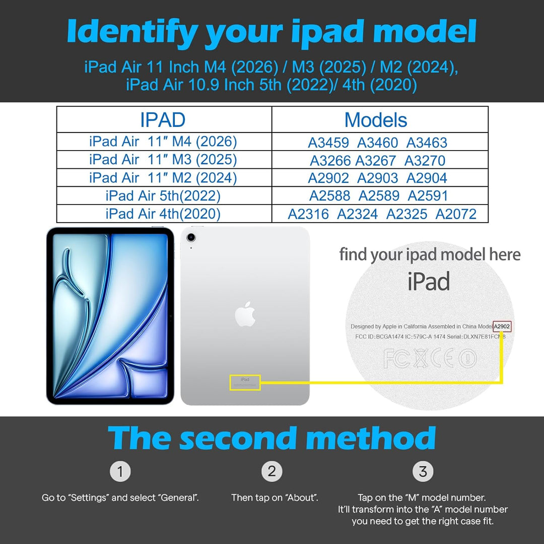 Gexmil Leder Hülle für iPad Air 11 Zoll M2 2024, iPad Air 10,9 Zoll 5./4. Genration 2022/2020 Echt L