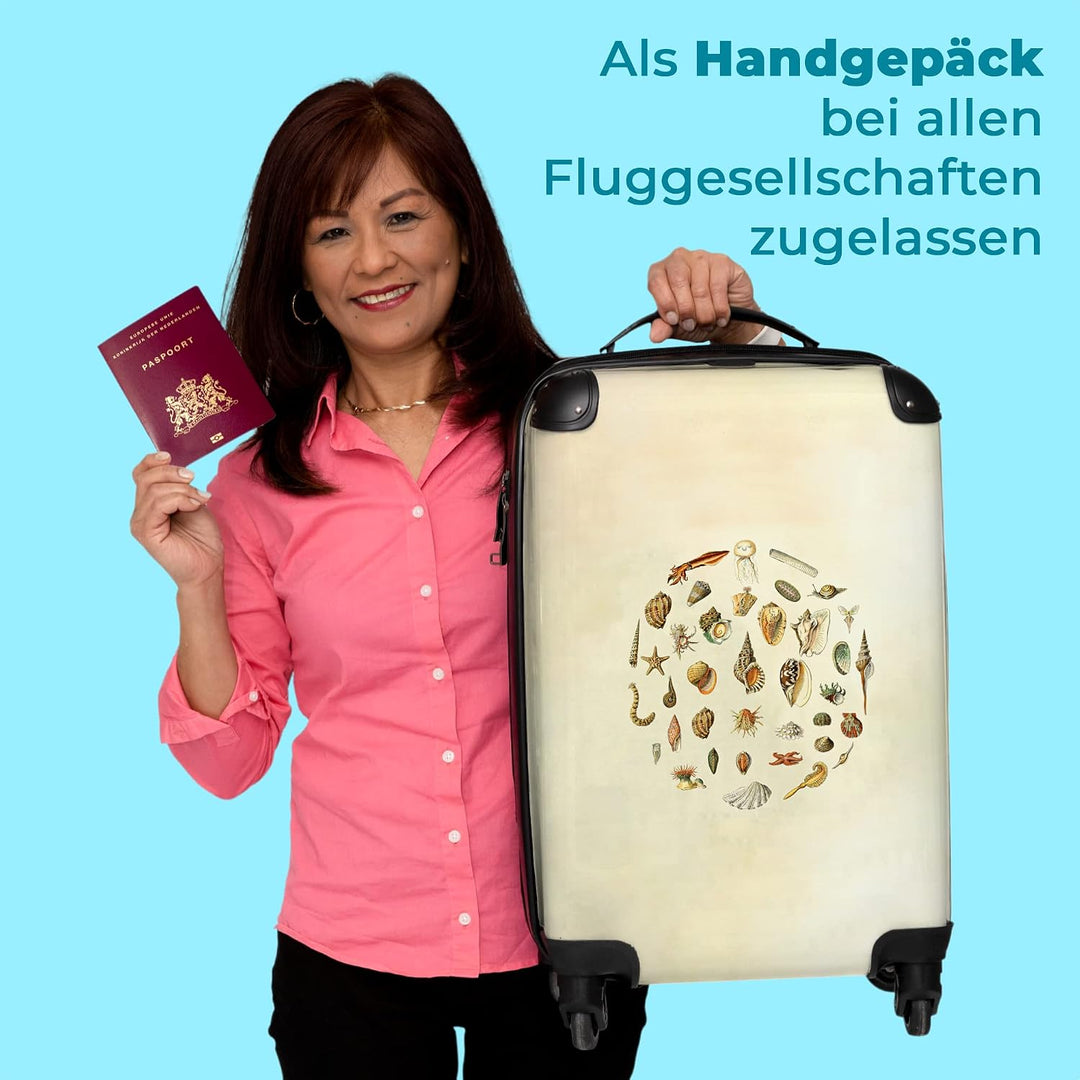 NoBoringSuitcases.com® Koffer Handgepäck Trolley Rollkoffer Kleine Reisekoffer mit 4 Rollen - Vintag