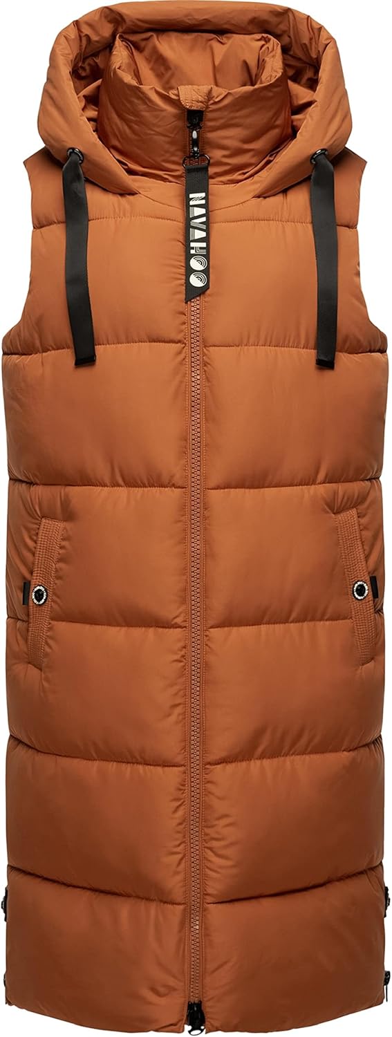Navahoo Damen ärmellose Lange Outdoorweste warme Winterjacke Schnuffelchen XS-3XL, XS Rusty Cinnamon