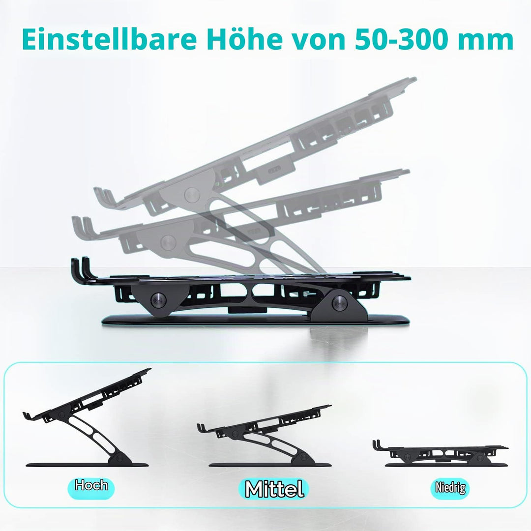 Laptop Ständer Höhenverstellbar mit RGB Lüfter, Faltbarer Stand aus Aluminiumlegierung, Belüfteter L