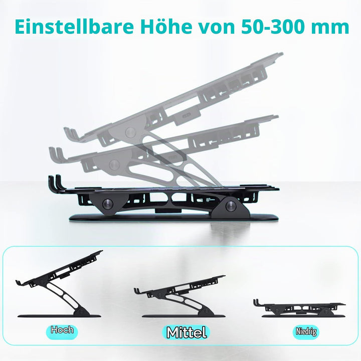 Laptop Ständer Höhenverstellbar mit RGB Lüfter, Faltbarer Stand aus Aluminiumlegierung, Belüfteter L