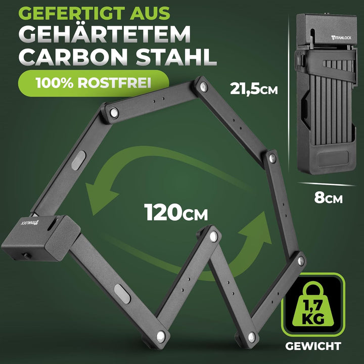 Fahrradschloss Faltschloss Diebstahlsicher [Das Original] Schnelle + Leichte Montage Rostfrei Sicher