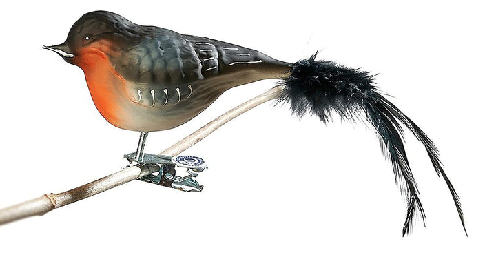 Birds of Glass® Glas-Vogel, Dompfaff mit Naturfeder | Glasschmuck Made in Germany | Eigene Herstellu