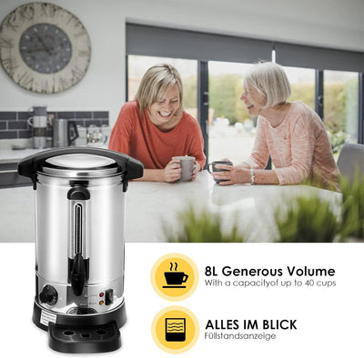 Cecaylie Glühweinkocher, 8L Glühweinkocher mit Zapfhahn Thermostat,1500W Glühweintopf Edelstahl mit